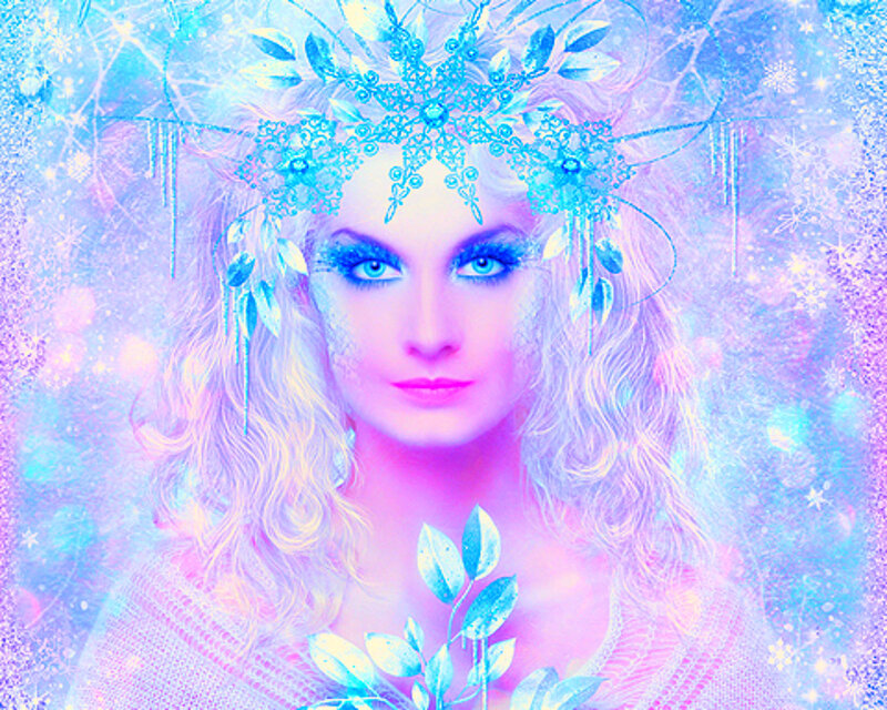 Woman with Snowflake Crown — Blue