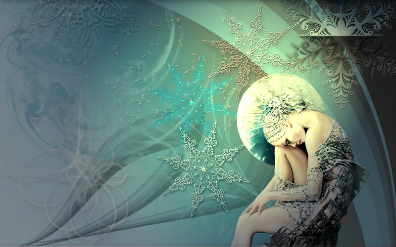 Woman with Snowflake Crown — Teal