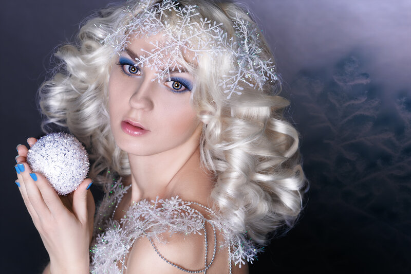 Woman with Snowflake Crown — White, Dramatic