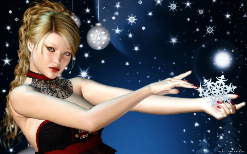woman with snowflake in hand