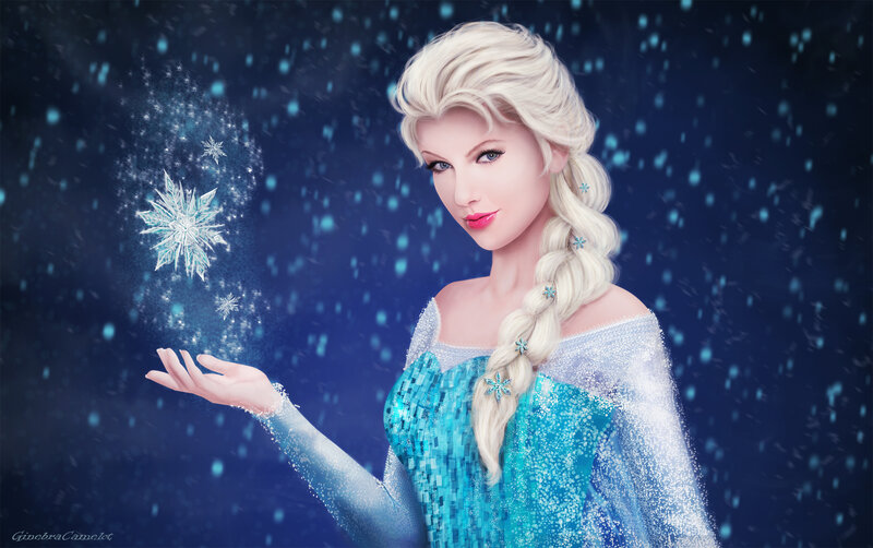 Woman with Snowflake Magic — Blue