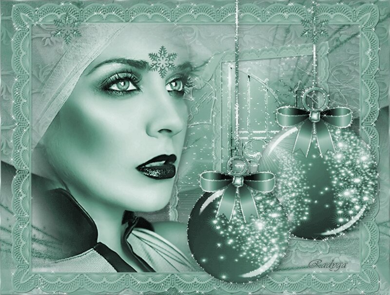 Woman with Snowflake Makeup — Green