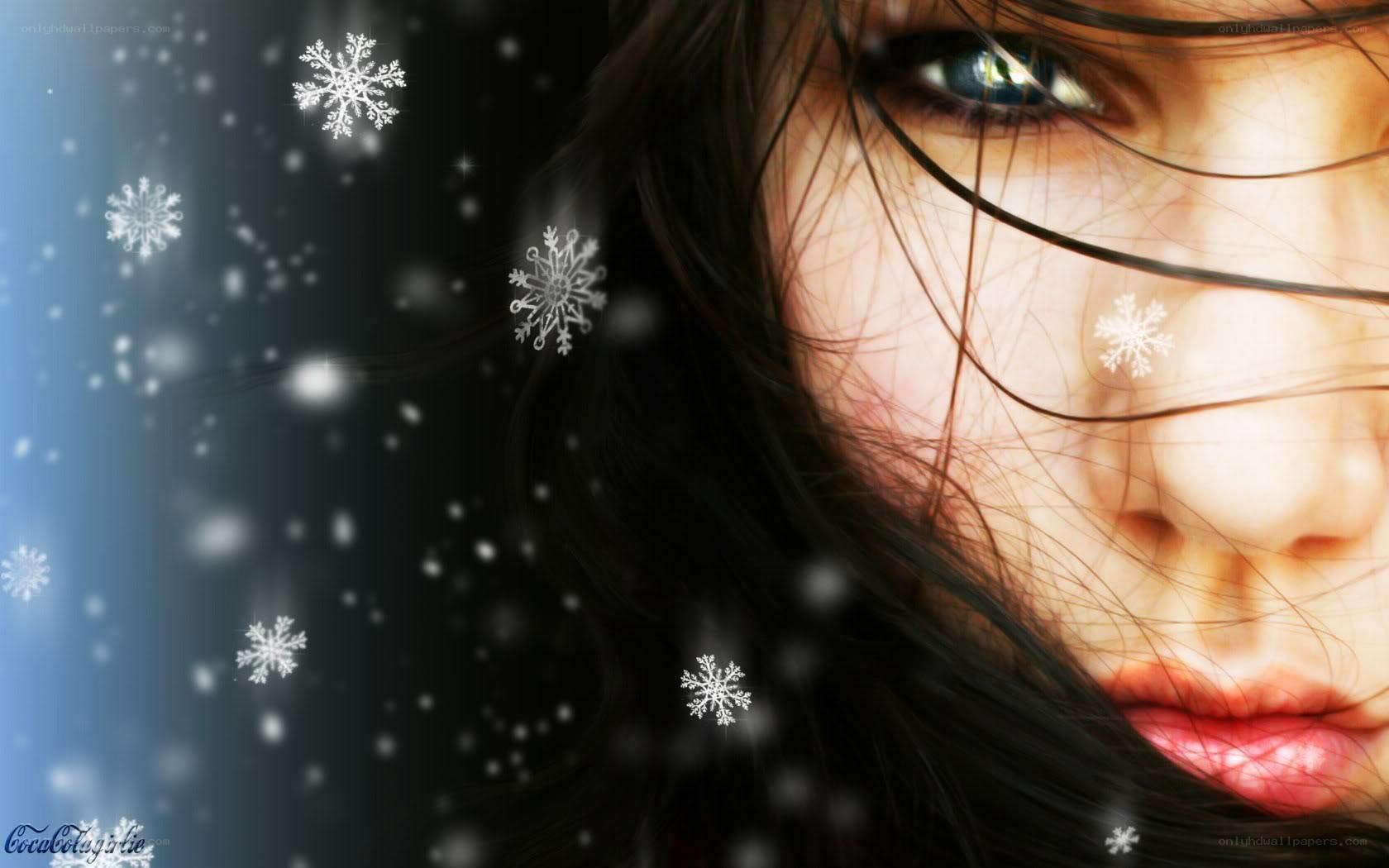 woman with snowflakes