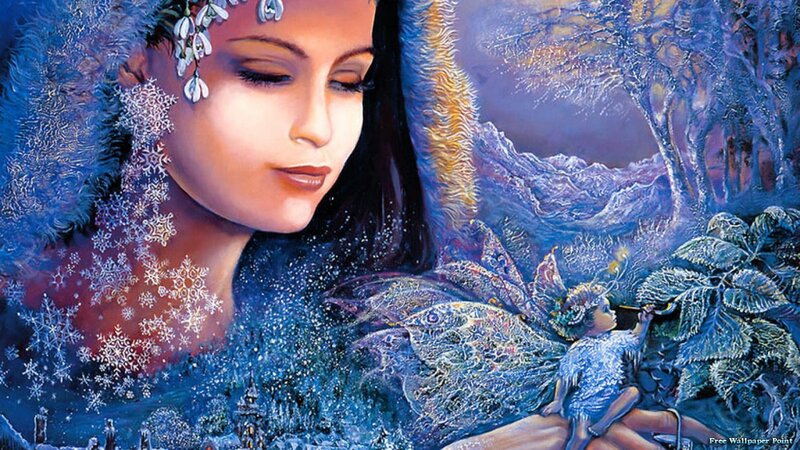 Woman with Snowflakes — Blue, Serene