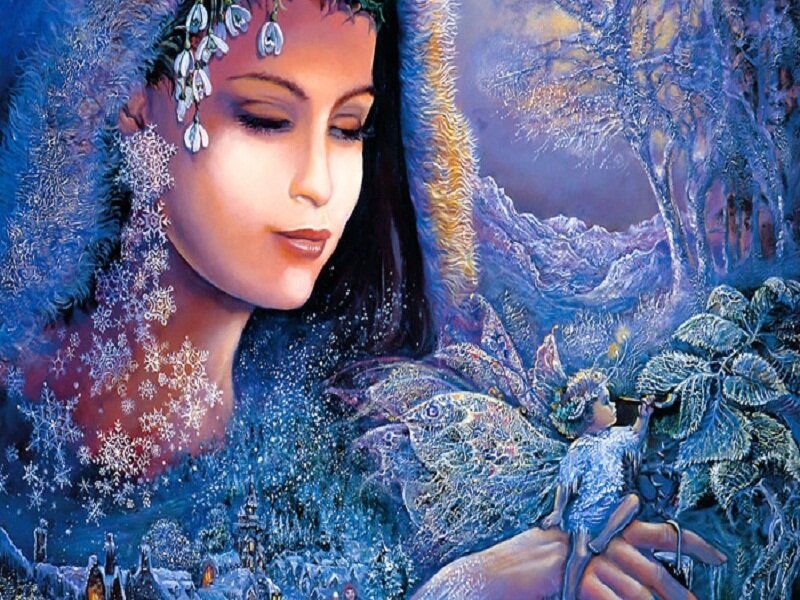 Woman with Snowflakes — Blue