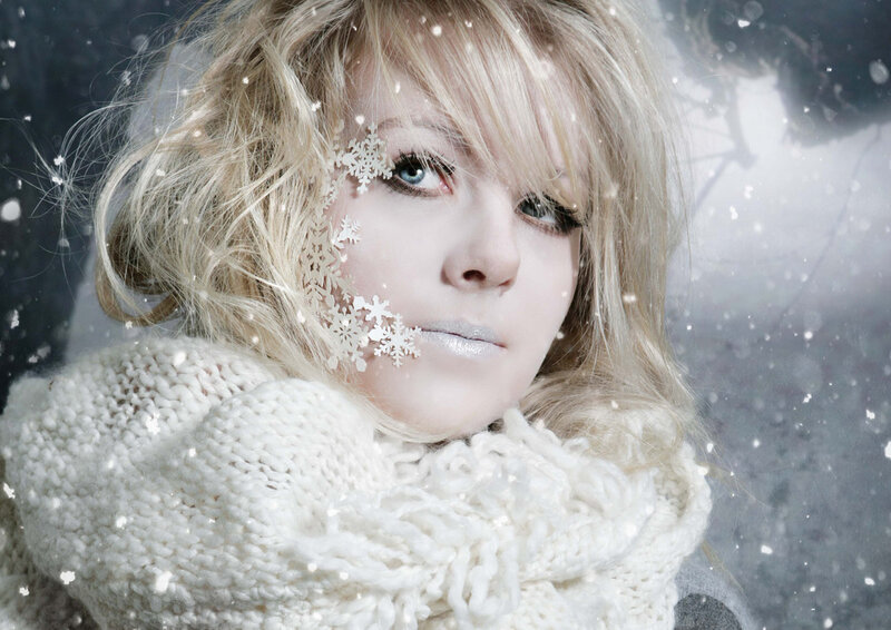 Woman with Snowflakes — White