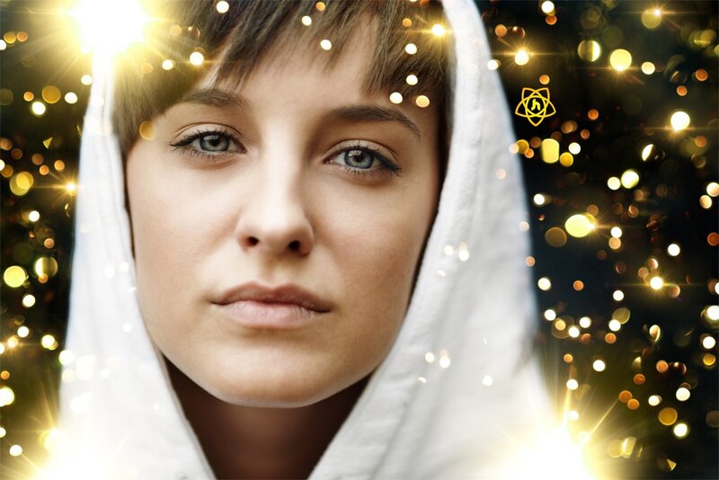 woman with sparkles background