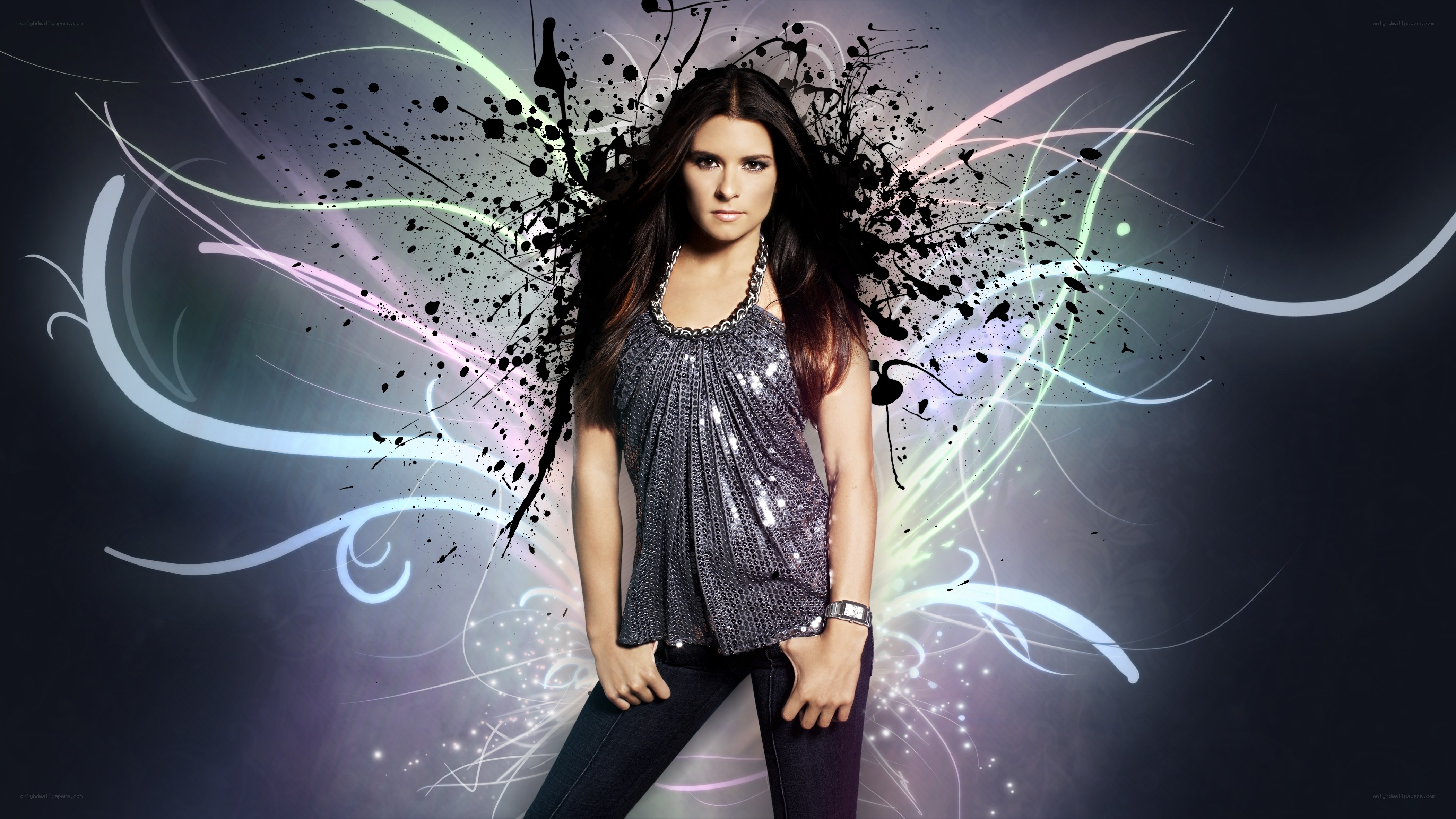 woman with sparkly top