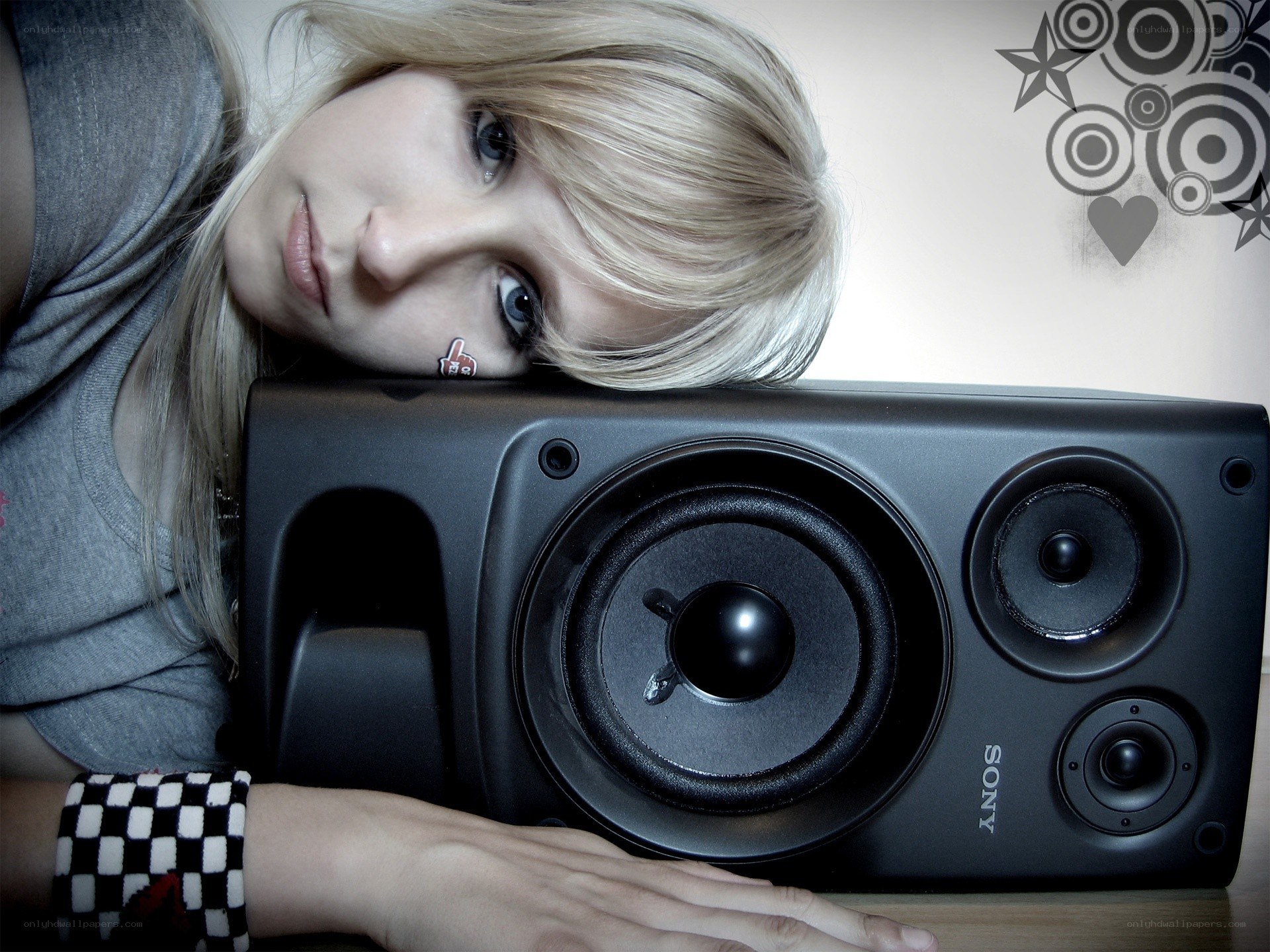 woman with speaker