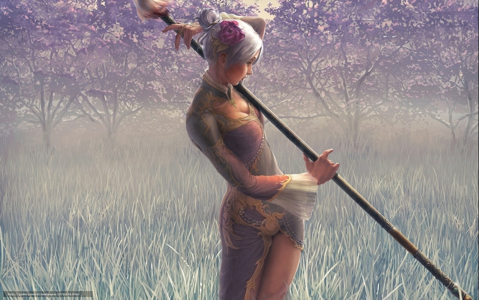 woman with spear in field