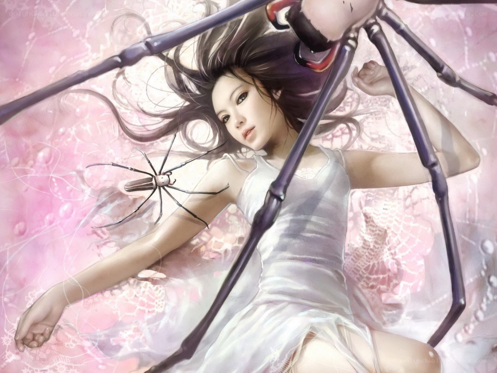 Woman with spider creature