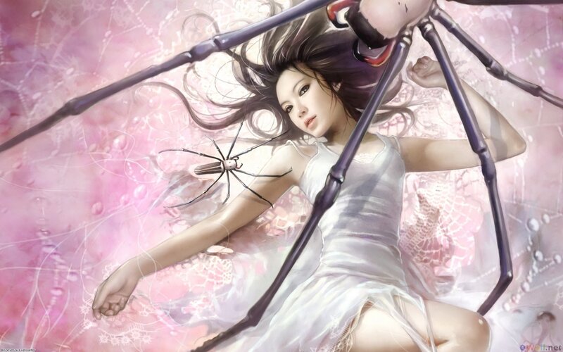 Woman with Spider Legs — Pink, Dreamy, Digital Art
