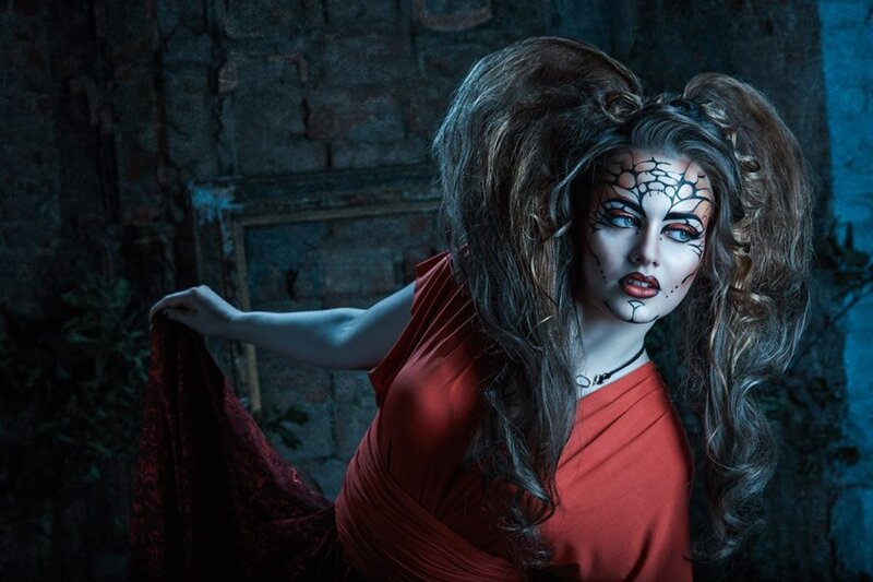 Woman with Spider Makeup