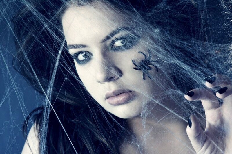 Woman with Spider on Face — Blue