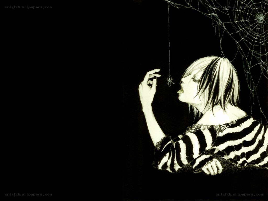 woman with spider on web