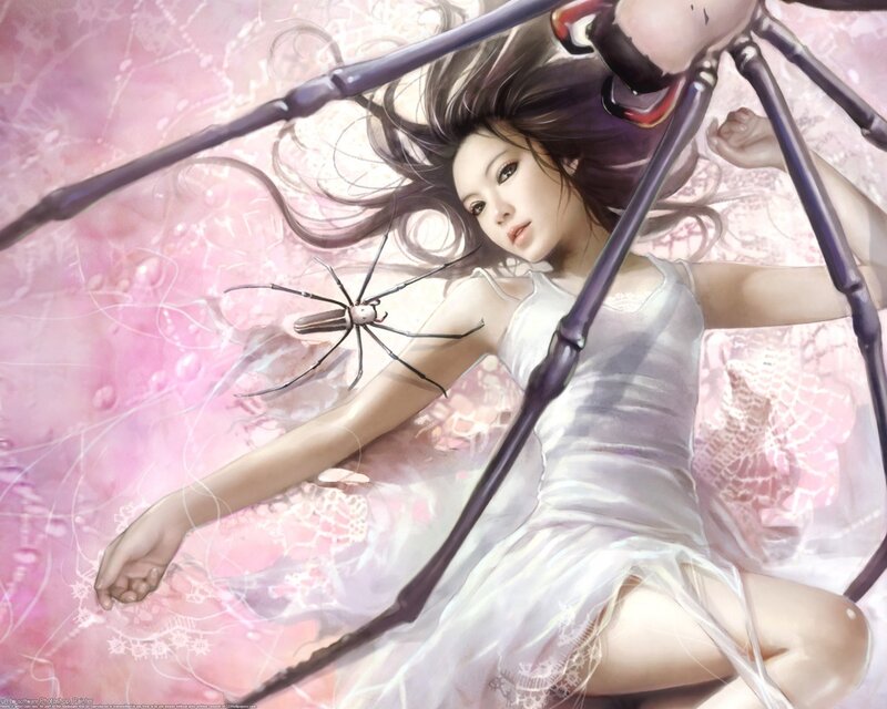 Woman with Spider — Pink, Dreamy