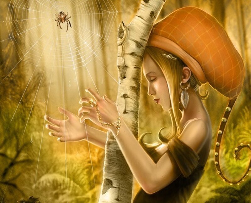 woman with spider web