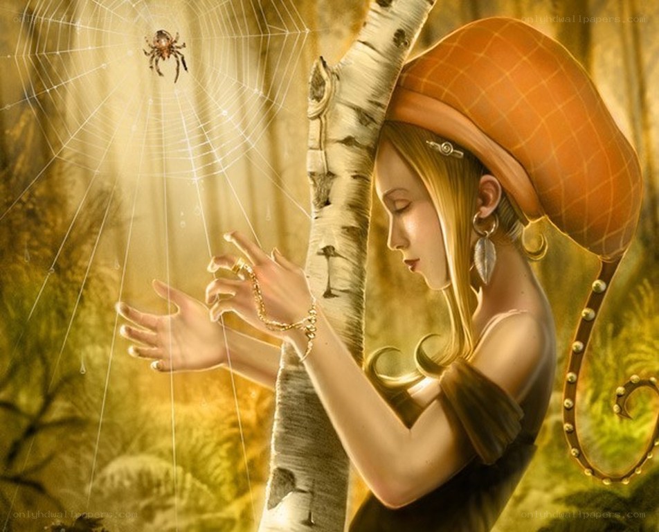 woman with spider web