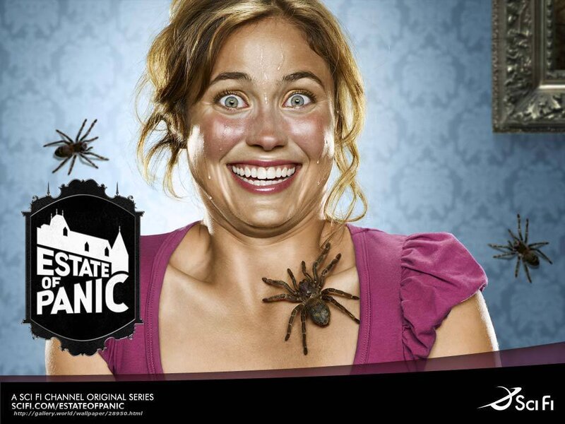 Woman with spiders on her chest