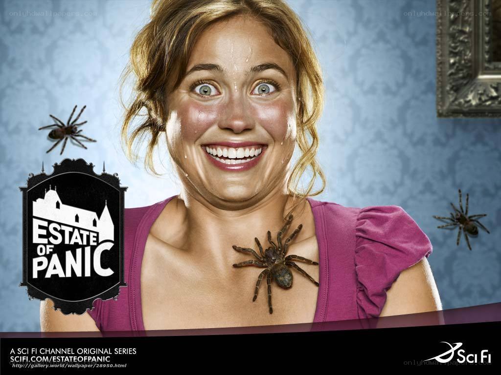 Woman with spiders on her chest