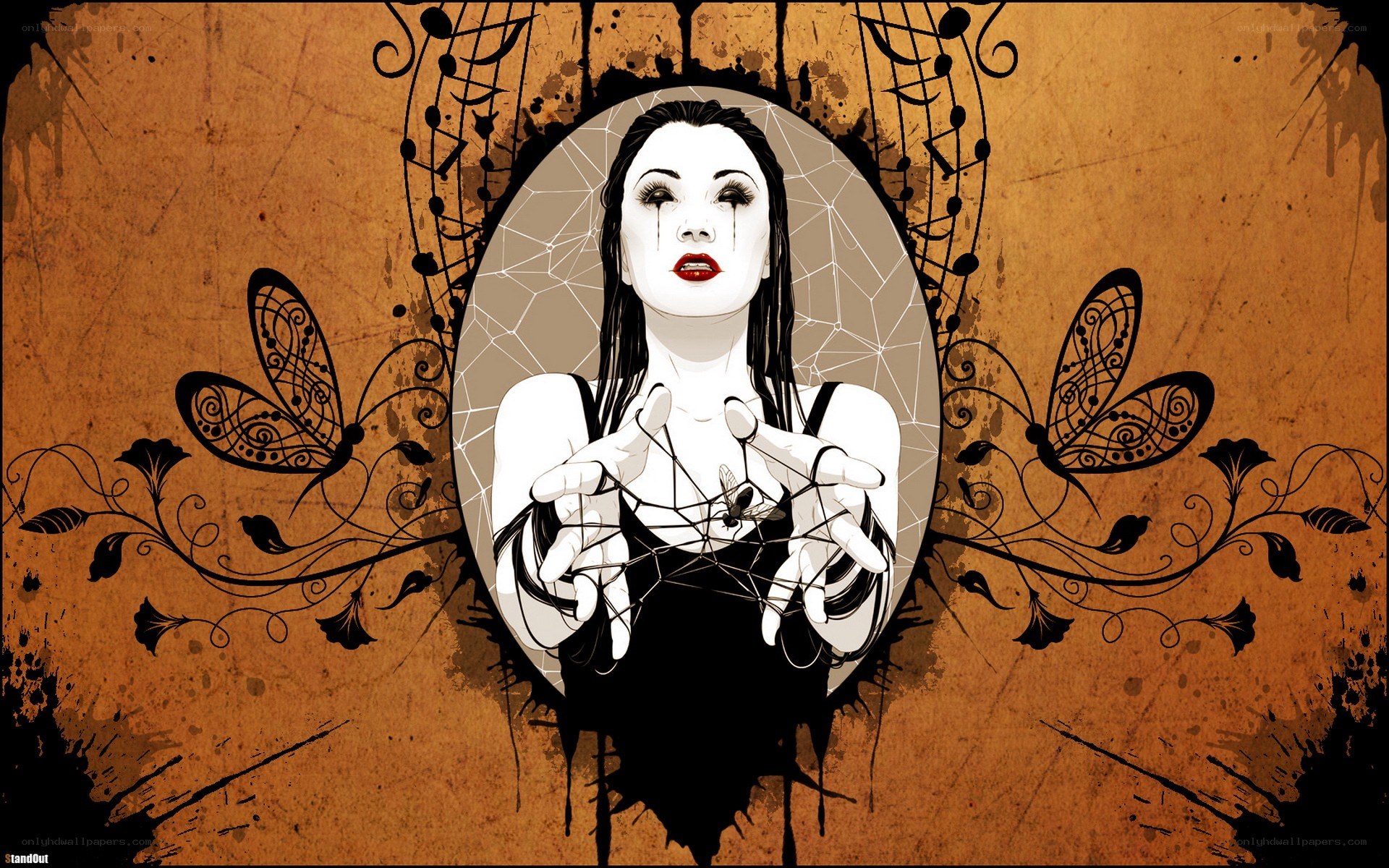 woman with spiderweb hands