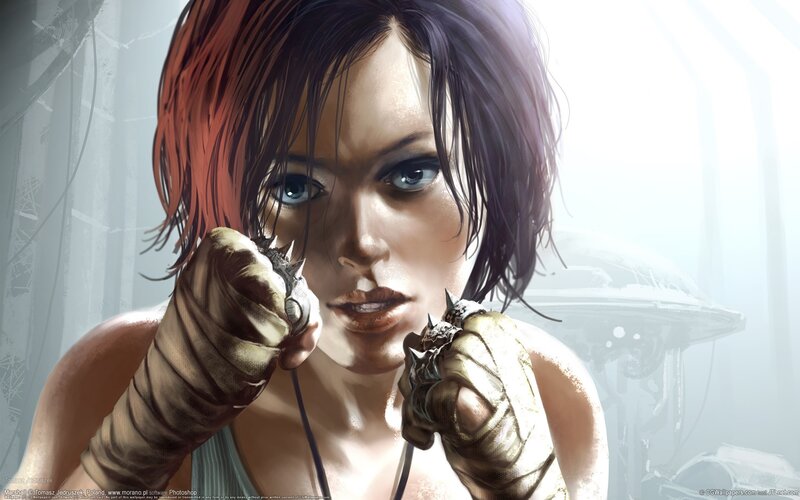Woman with Spiked Gloves — Brown