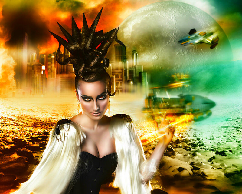 Woman with Spiky Hair — Orange