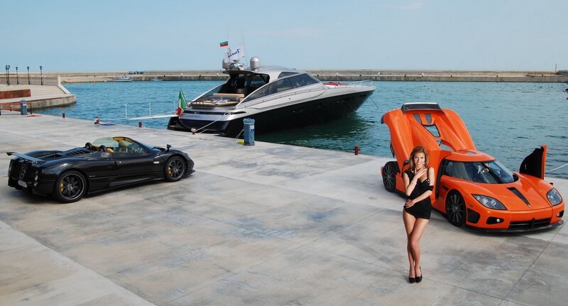 Woman with Sports Cars — Orange