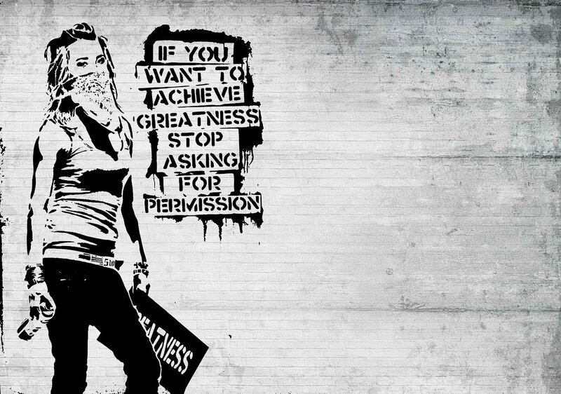 Woman with Spray Paint — Black, Defiant, Illustration