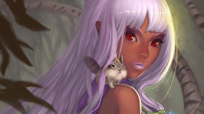Woman with Squirrel — Purple