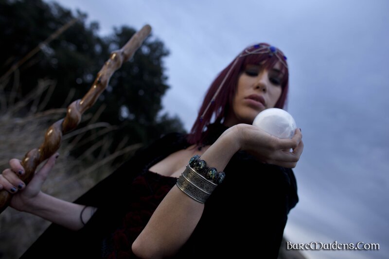 woman with staff and crystal ball