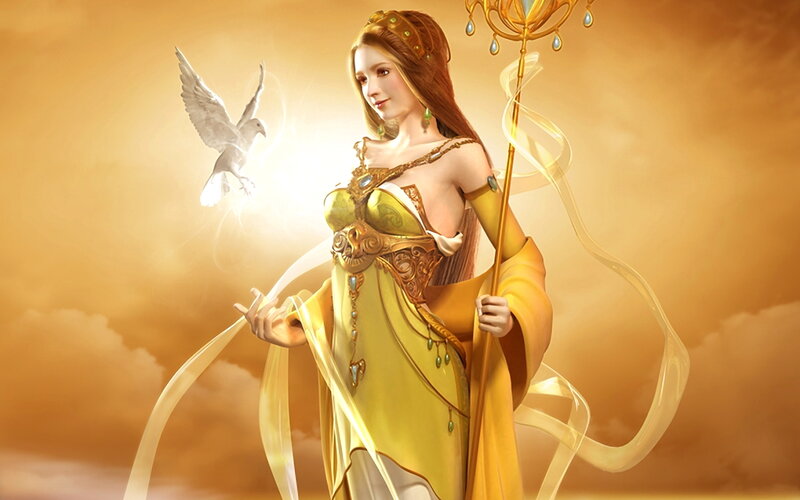 Woman with Staff and Dove