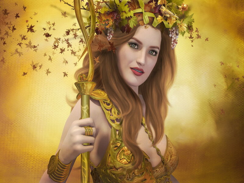 Woman with Staff and Wreath