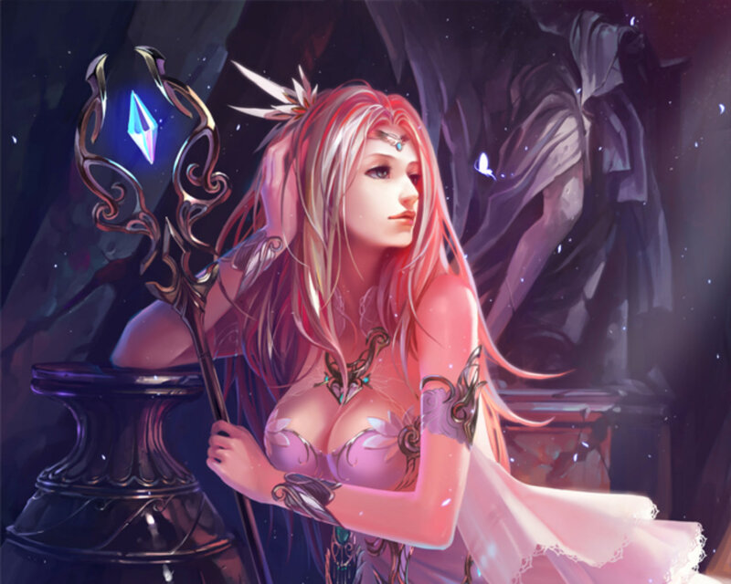 Woman with Staff — Pink