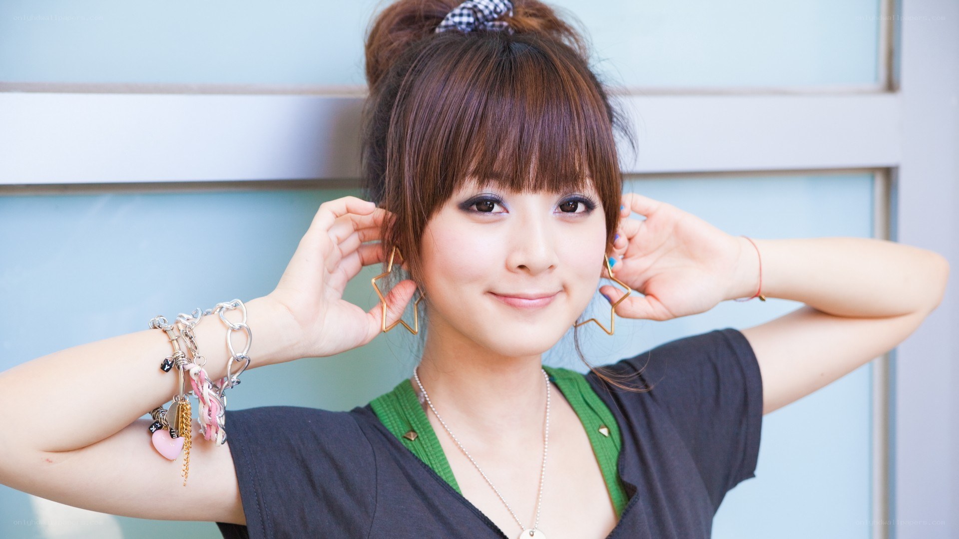 woman with star earrings