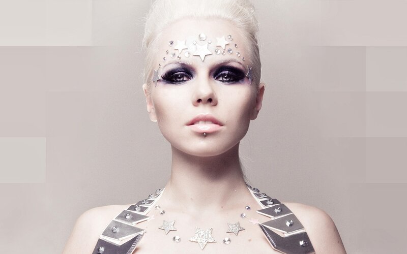 woman with star makeup