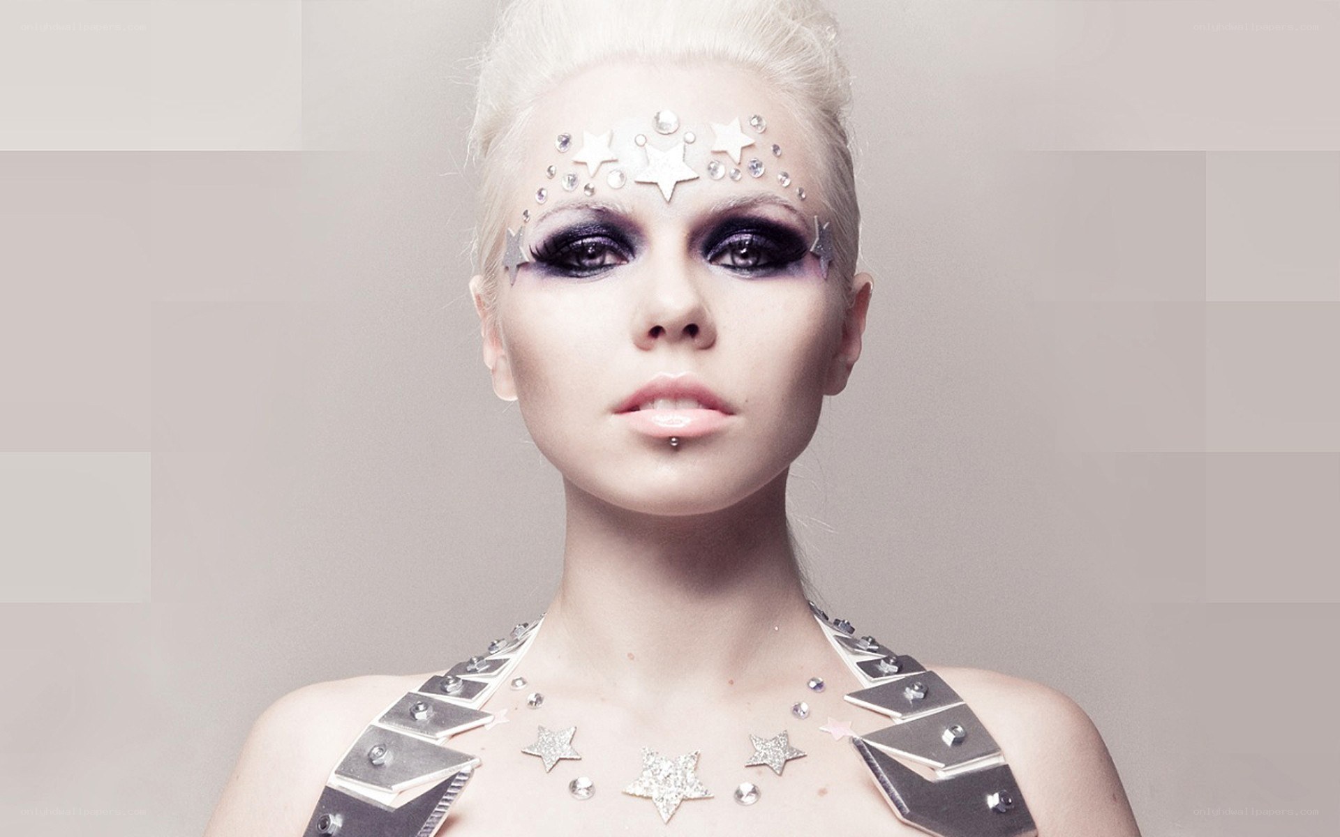woman with star makeup