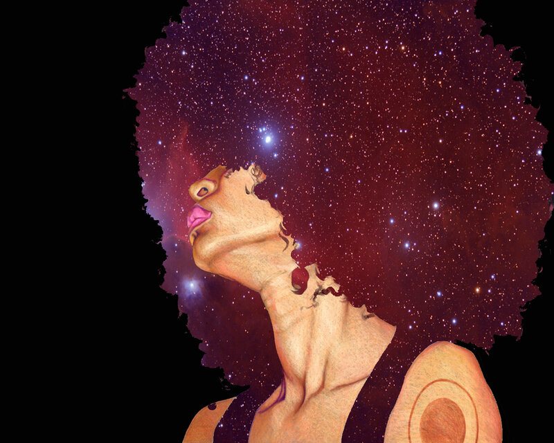 woman with starry afro