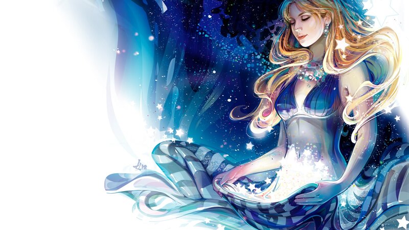 woman with stars and water