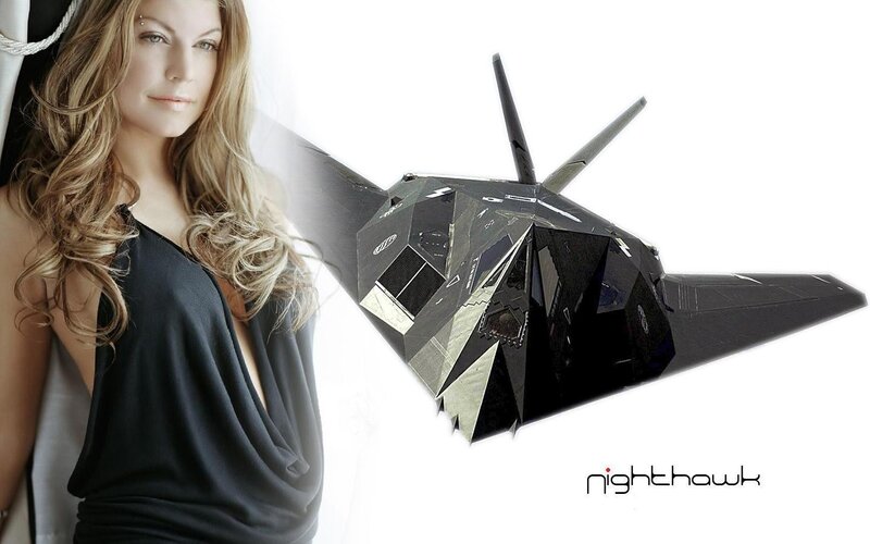 Woman with stealth fighter jet