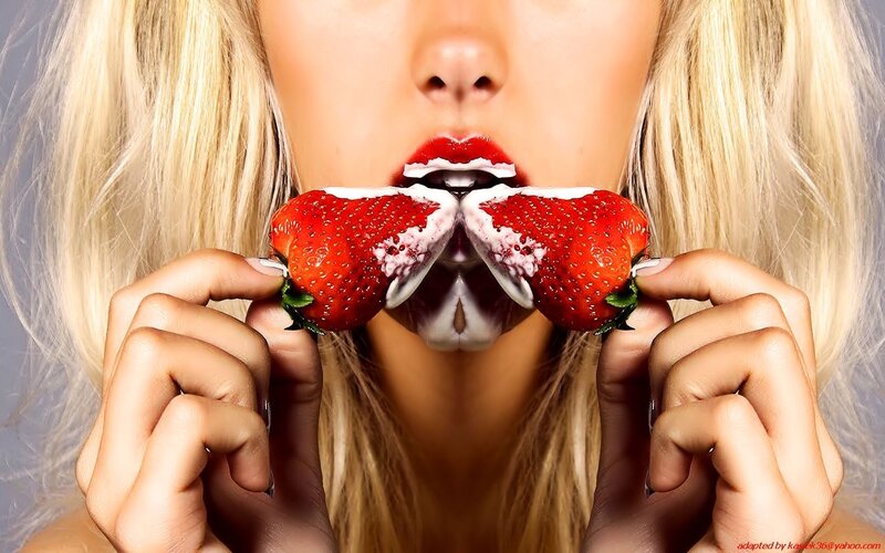 woman with strawberries