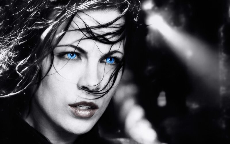 woman with striking blue eyes