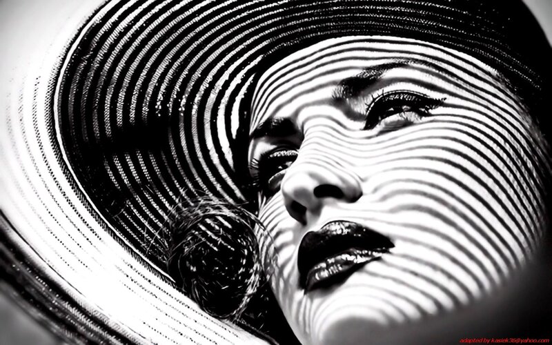 woman with striped hat shadow