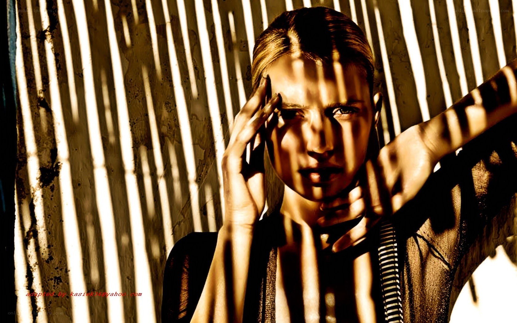 woman with striped shadows