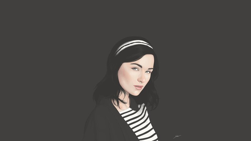 Woman with Striped Shirt — Gray