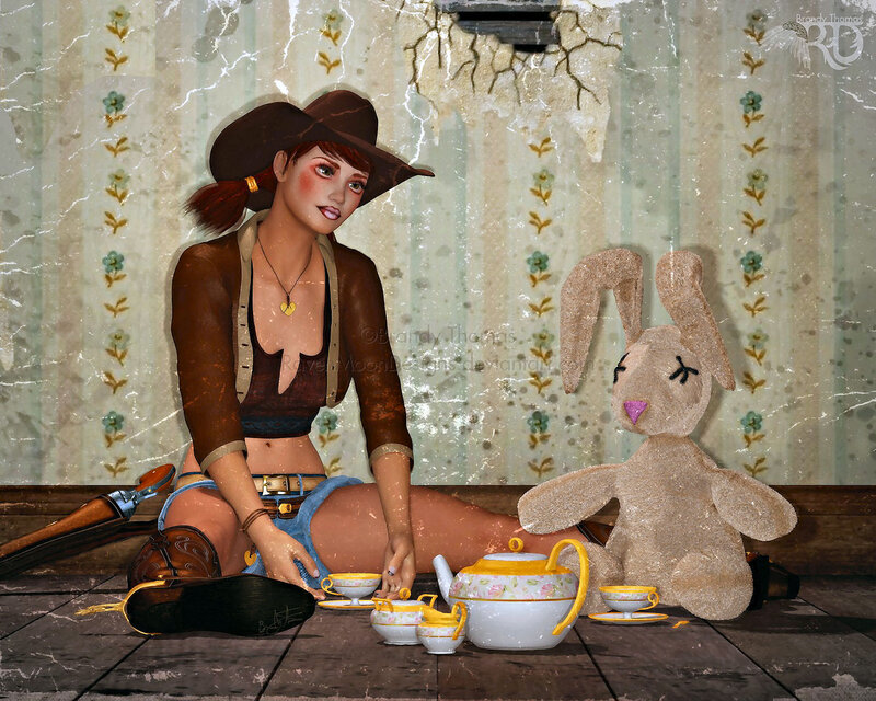 Woman with Stuffed Rabbit — Brown