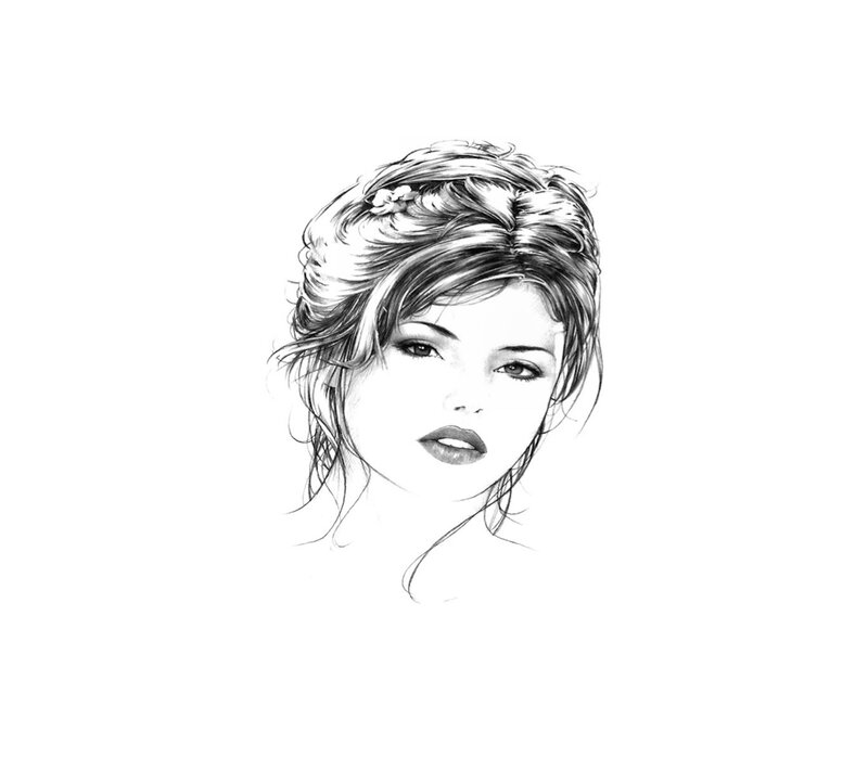 Woman with Styled Hair — Black, Calm