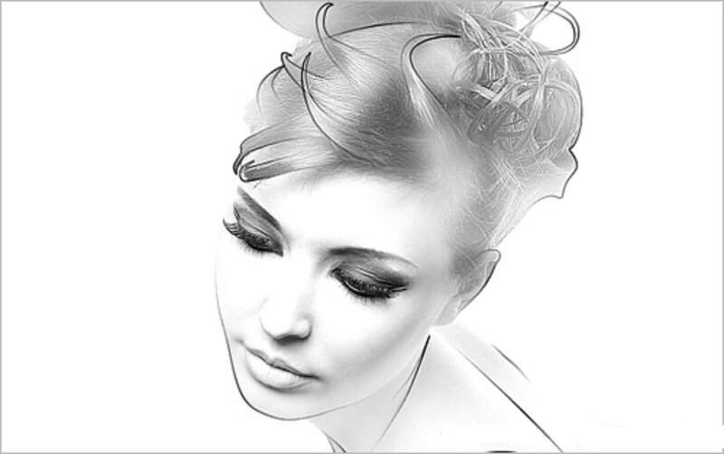 Woman with Styled Hair — Black, Dramatic
