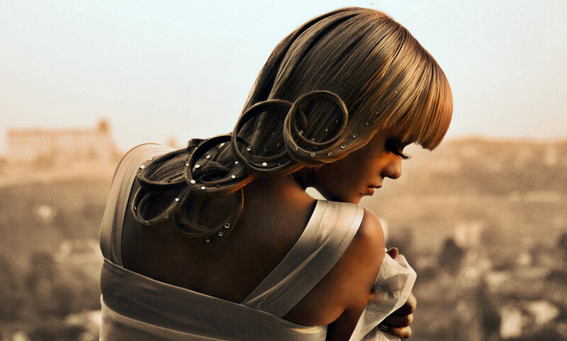 Woman with Styled Hair — Brown, Dramatic, Afternoon