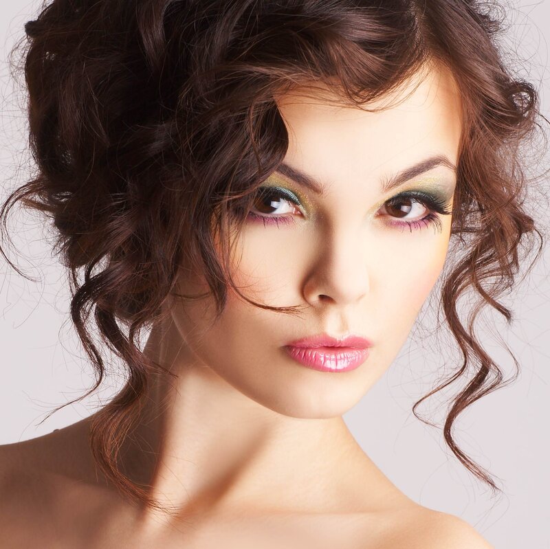 Woman with Styled Hair — Brown, Dramatic, Photograph, Makeup, Eyes